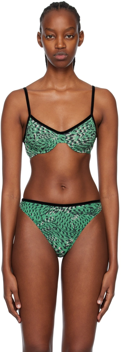Fruity Booty Ssesnse Exclusive Green Printed Bra In Sugar Mint