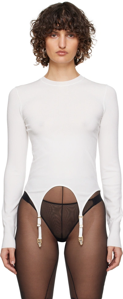 Shop Dion Lee White Garter Long Sleeve T-shirt In Ivory
