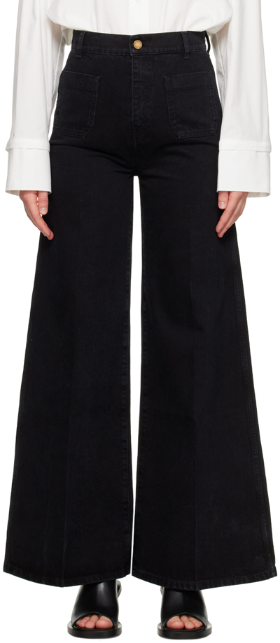 Joseph Brompton High-rise Wide-leg Jeans In Black 0010