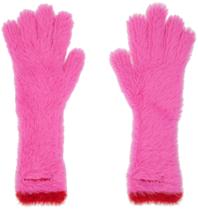 Shop Jacquemus Pink Le Papier 'les Gants Neve' Gloves In 430 Pink