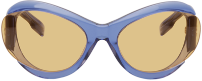 Shop Mcq By Alexander Mcqueen Blue Oval Sunglasses In 004 Shiny Trasparent