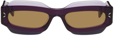 Shop Mcq By Alexander Mcqueen Purple Rectangular Sunglasses In 004 Purple Lilac