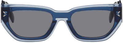 Shop Mcq By Alexander Mcqueen Blue Rectangular Sunglasses In 003 Shiny Blue Light