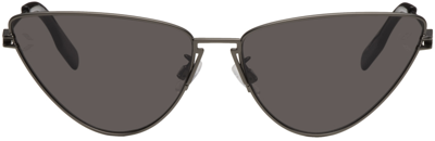 Shop Mcq By Alexander Mcqueen Gunmetal Cat-eye Sunglasses In 001 Matte Dark Ruthe