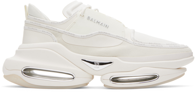 Shop Balmain White B-bold Low-top Sneakers In 0fa Blanc