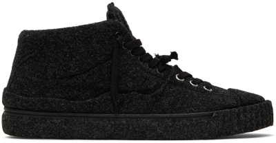 Shop Maison Margiela Black Felt Sneakers In H9401 Antracite