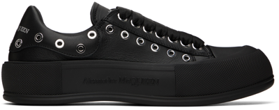 Shop Alexander Mcqueen Black Plimsoll Sneakers In 1081 Black/silver