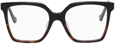 Shop Loewe Black & Tortoiseshell Square Glasses In Black/other