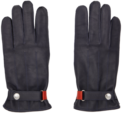 Shop Ps By Paul Smith Navy Strap Gloves In 47 Blues
