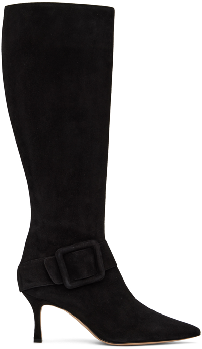 Shop Manolo Blahnik Black Bayhi Gala Tall Boots In 15 Blck