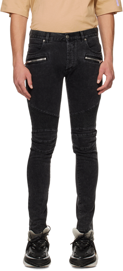Balmain Logo-patch Denim Jeans In Black | ModeSens
