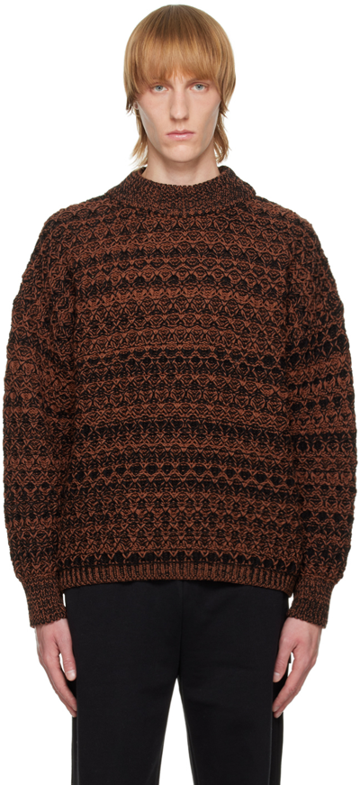 Shop Serapis Brown & Black Crewneck Sweater In Brown / Black