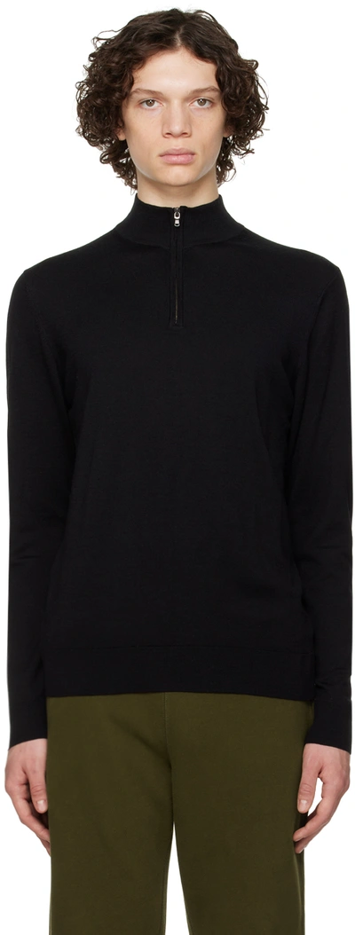 Shop Sunspel Black Lightweight Sweater