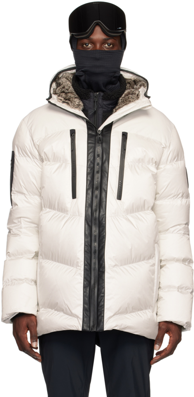 Shop Sportalm Off-white Hooded Down Jacket In 8 Light Stone