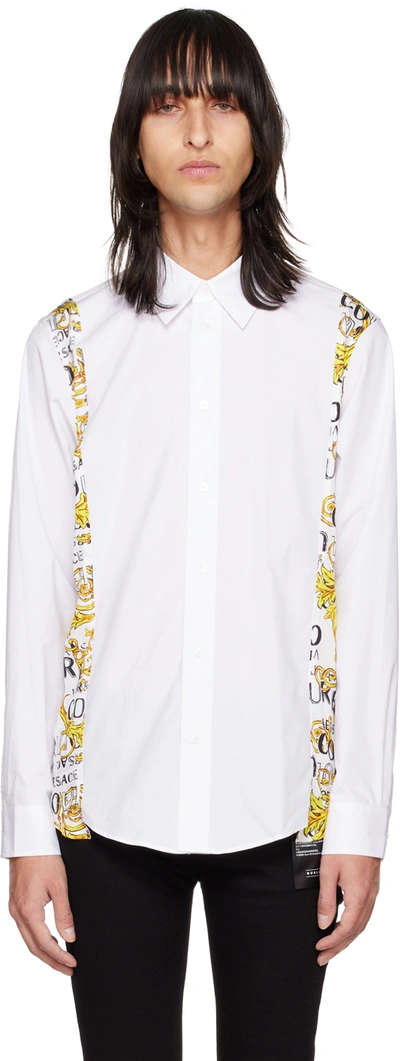 Shop Versace Jeans Couture White Paneled Shirt In E003 White