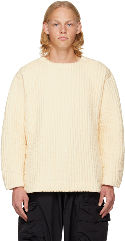 Shop Ccp Off-white Quilted Sweater In Ivory