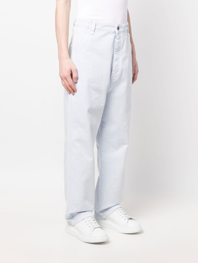 Shop Ami Alexandre Mattiussi Five-pocket Cotton Straight-leg Trousers In White