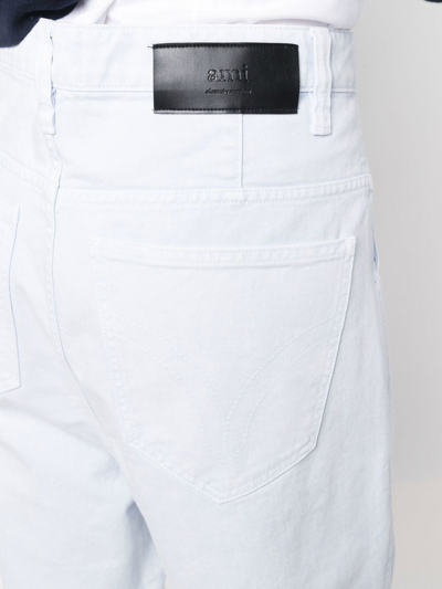 Shop Ami Alexandre Mattiussi Five-pocket Cotton Straight-leg Trousers In White