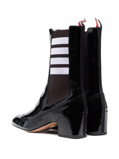 Shop Thom Browne Four-bar Stripe Ankle Boots In Black