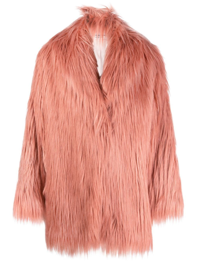 Shop Philosophy Di Lorenzo Serafini Oversized Faux-fur Design Coat In Pink