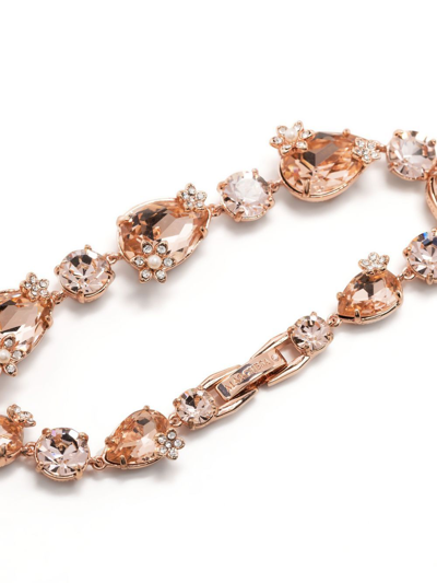 Shop Marchesa Notte Bridesmaids Floral-detail Crystal-embellished Bracelet In Gold