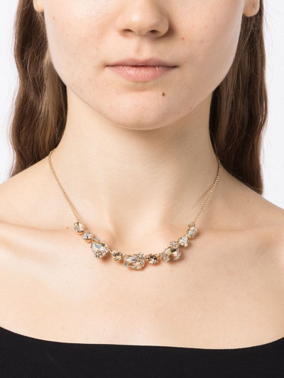 Shop Marchesa Notte Bridesmaids Crystal-embellished Necklace In Gold