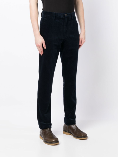 Shop Polo Ralph Lauren New Port Corduroy Straight Trousers In Blue