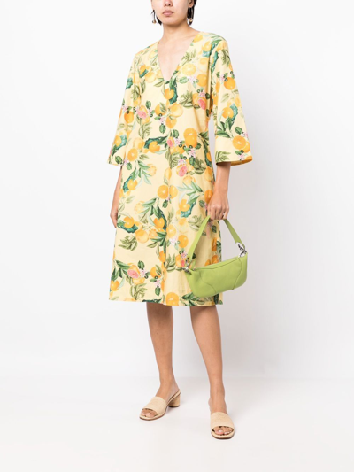 Shop Cara Cara Martina Botanical-print Dress In Yellow