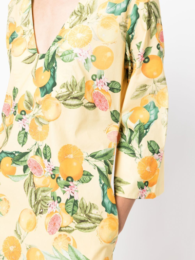 Shop Cara Cara Martina Botanical-print Dress In Yellow