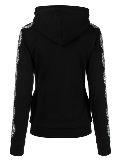 Philipp Plein Rhinestone-embellished Full-zip Hoodie In Black