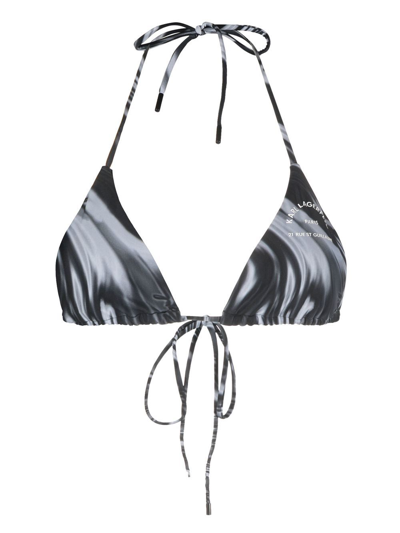Shop Karl Lagerfeld Rue St-guillaume Wraparound Bikini Top In Black