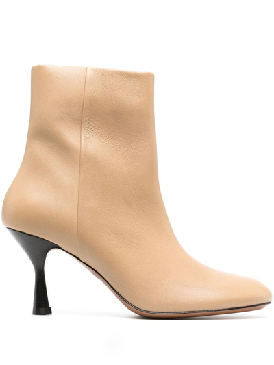 Shop Atp Atelier Carisio 85mm Leather Ankle-boots In Neutrals