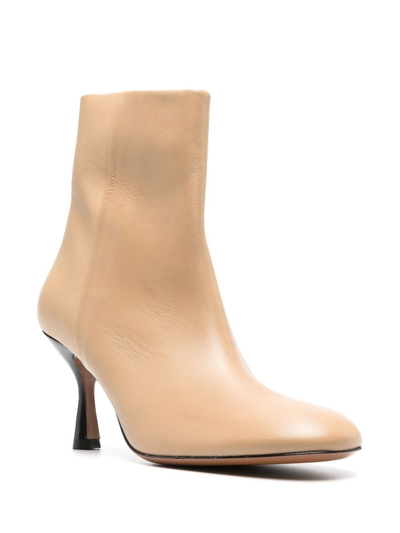 Shop Atp Atelier Carisio 85mm Leather Ankle-boots In Neutrals