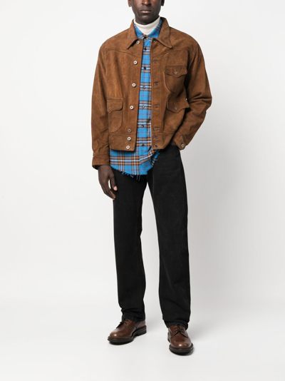 Shop Ralph Lauren Rrl Suede Shirt Jacket In Brown