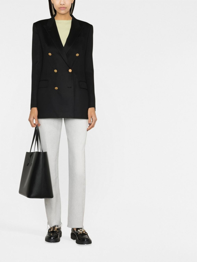 Tagliatore Double-breasted Houndstooth Jacket With Tailored Silhouette In Black