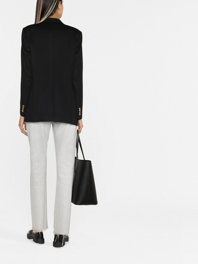 Tagliatore Double-breasted Houndstooth Jacket With Tailored Silhouette In Black
