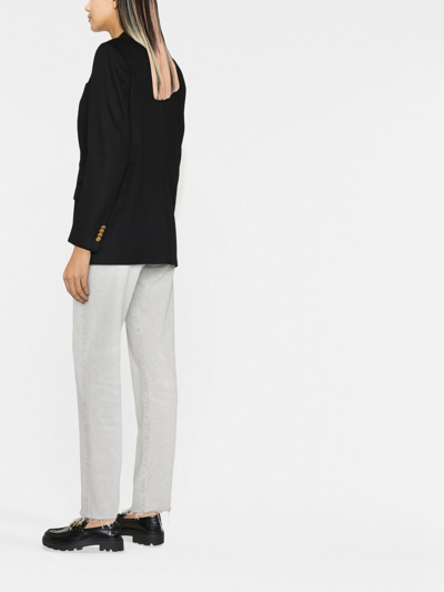 Tagliatore Double-breasted Houndstooth Jacket With Tailored Silhouette In Black