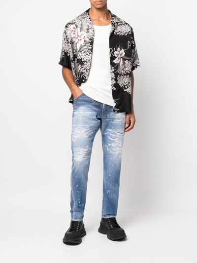 Dsquared2 Distressed Slim-cut Jeans In Blue