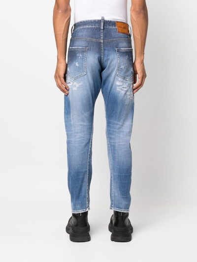 Shop Dsquared2 Distressed Slim-cut Jeans In Blue