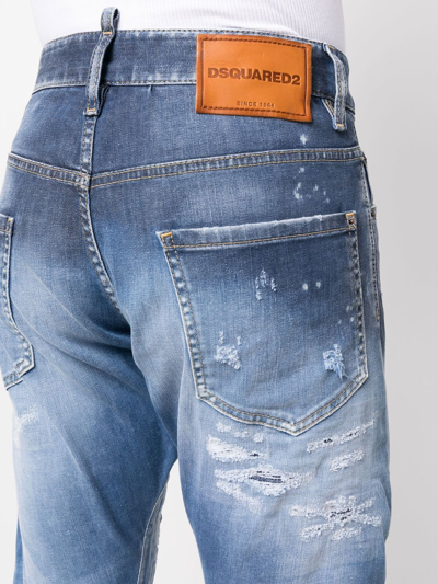 Dsquared2 Distressed Slim-cut Jeans In Blue