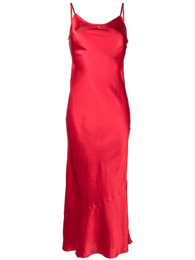 Shop Reformation Parma Silk Midi Dress In Red