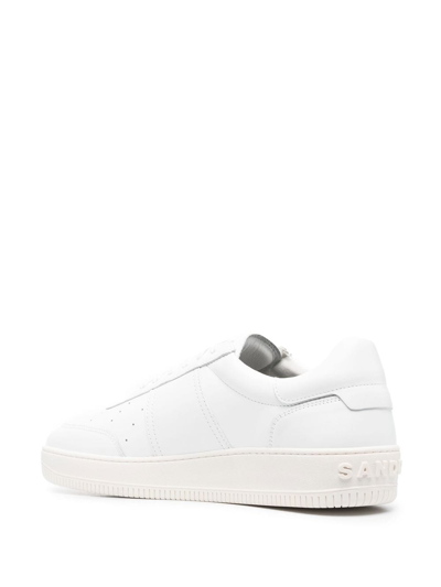 Shop Sandro Magic Leather Low-top Sneakers In White