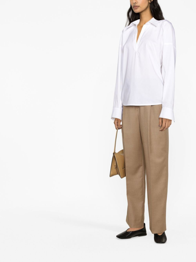 Shop Totême V-neck Long-sleeve Shirt In White