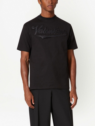 Shop Valentino Logo-patch Short-sleeved T-shirt In Black