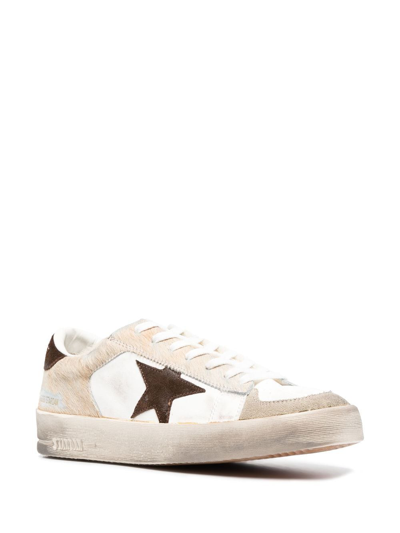 Golden Goose Mens Stardan In Nappa And Pony Skin With Brown Suede Star In White