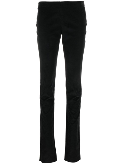 Pre-owned Gucci 2000s Skinny Velvet Trousers In Black