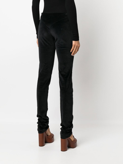 Pre-owned Gucci 2000s Skinny Velvet Trousers In Black