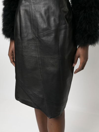 Pre-owned Gianfranco Ferre 分层式皮质铅笔半身裙（1990年代典藏款） In Black