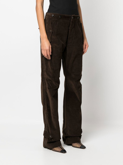 Pre-owned Dolce & Gabbana 2000s Straight-legged Corduroy Trousers In Brown