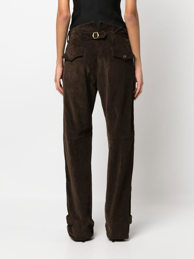 Pre-owned Dolce & Gabbana 2000s Straight-legged Corduroy Trousers In Brown